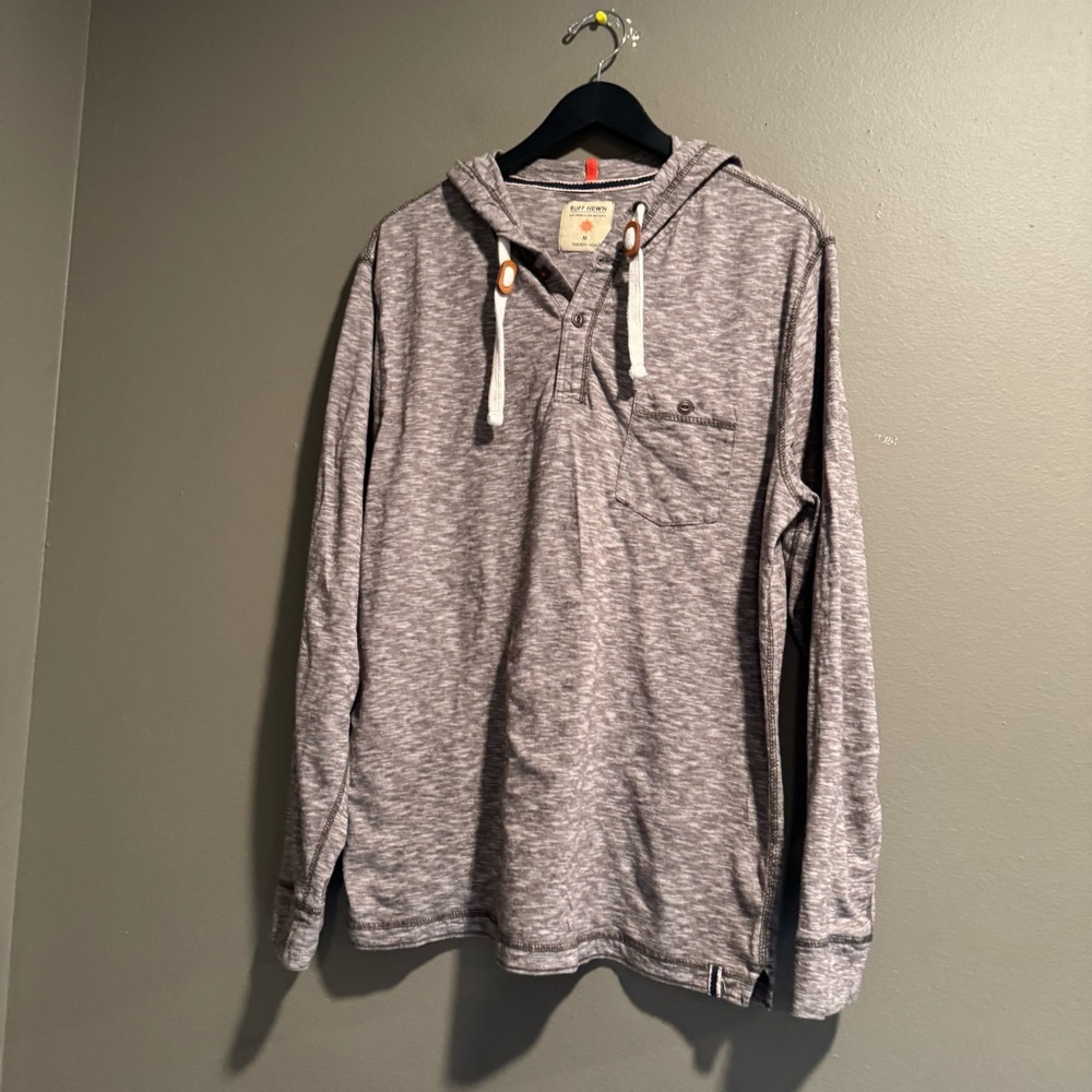Ruff Hewn Gray Hooded Sweatshirt Casual Fit Size Medium